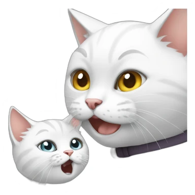 white cat fight with little grey cat sticker