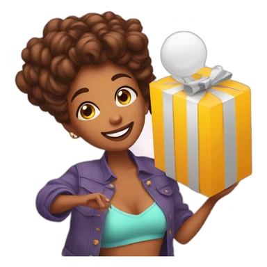 influencer taking a selfie of herself with a bright box in her arms sticker