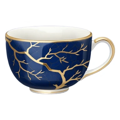kintsugi navy blue tiny tea cup sticker