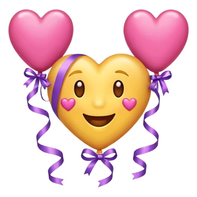 celebration emoji with streamers and pink heart sticker