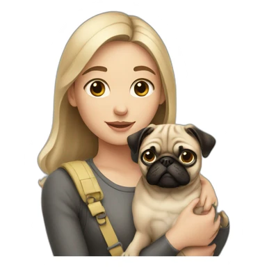 Girl holding pug  sticker