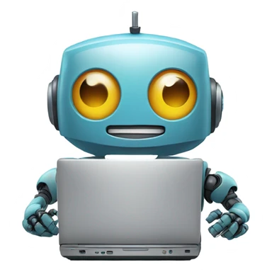 friendly happy robot on computer sticker