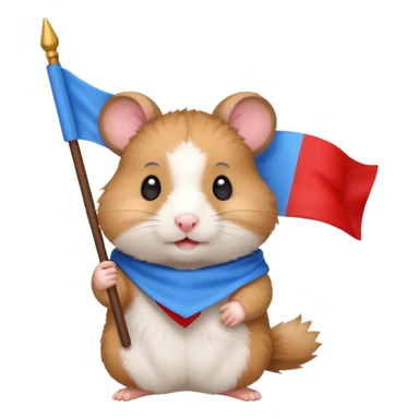 a hamster holding a white-blue-red flag emoji sticker