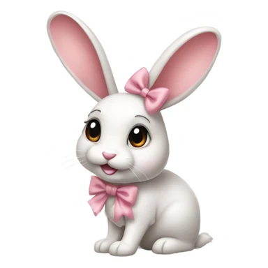 a coquette bunny with a soft pink bow on its head sticker