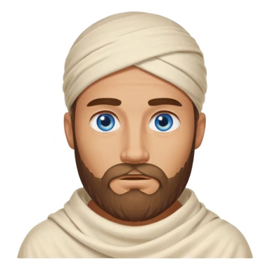blue eyed desert bearded man cowered with creme cloth sticker