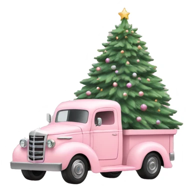 Pastel Pink truck with Christmas tree sticker