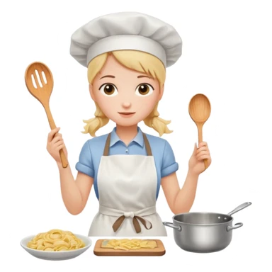 Girl cooking pasta for the first time sticker
