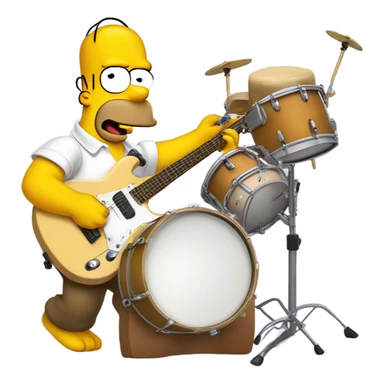 Homer Simpson with a monkey playing instruments inside sticker