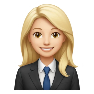 confident blonde woman, age 30s, long hair, business leader, CEO sticker