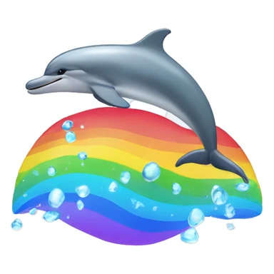 Dolphin in front of a rainbow sticker