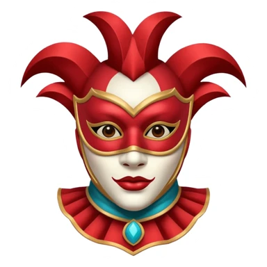 circus masked performer portrait, head and shoulders only, elegant carnival mask, dramatic costume collar, mysterious expression, 3D cartoon, mobile game icon style, clean background, no text, no watermark sticker
