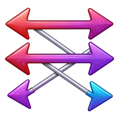 color gradient between red and purple glitter arrow sticker