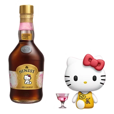 Hennessy bottle with hello Kitty sticker