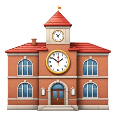 school building with a clock tower and flag on top sticker