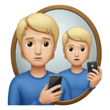 mirror selfie with smartphone sad men blond hairs, dick figure sticker
