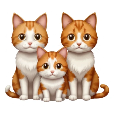 3 small cats each are different colours including a brown tabby and white, a patchy calico, and a ginger and white sticker