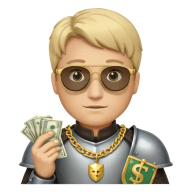 Knight with gold chain dark glasses money sticker