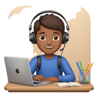 a boy attainting a Online Classes happily  sticker