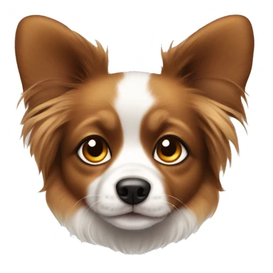 White and brown dog with honey-colored eyes and furry ears, papillon, puppy sticker