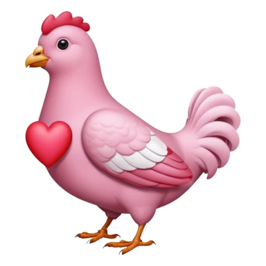 An pink pigeon eating heart shaped chicken  sticker