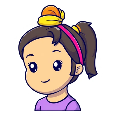 girl with ponytail and colorful headband sticker
