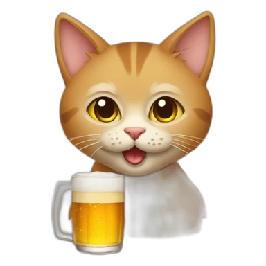 Cat drink beer sticker