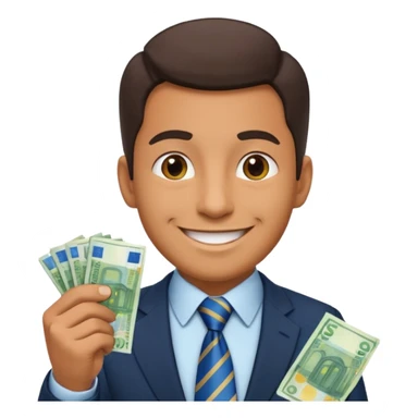 AN UNCLE with a tie in business clothes and with euro money
 sticker