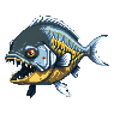 angry fish head logo with sharp teeth sticker