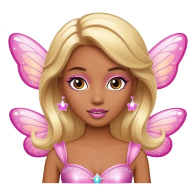 brown skin blonde barbie fairy  dust sticker