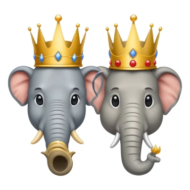 (Democratic Party) elephant facing (Republican Party) donkey neither wearing a crown.  Put face of Donald Trump wearing a crown in between them sticker