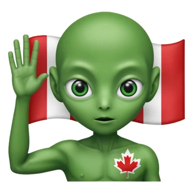 Aliens aluting Canadian flag sticker