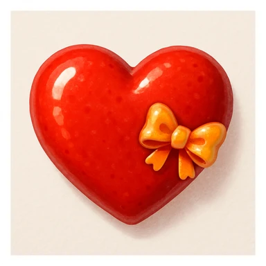food heart emoji, shiny, with a bow accent sticker