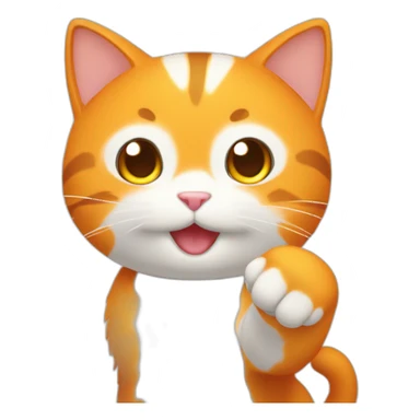 cute orange with white in face anime cat waving sticker