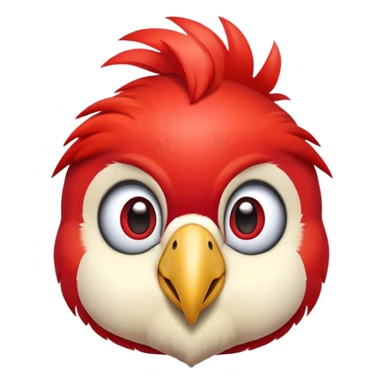 cinematic-cute-macaw-portrait-emoji,-head-tilted-playfully-and-inquisitively,-with-a-dazzling-red-plumage-and-round,-sparkling-eyes-filled-with-charm,-simplified-yet-irresistibly-adorable-features,-highly-detailed, white beak sticker