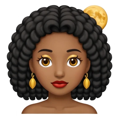 Haz un emoji de una chica de cabello largo rizado tipo 3c 3b de pelo negro su tono de piel no es ni blanca ni morena tiene un lunar en la nariz y tiene pecas en la mejilla su nariz es media redonda y sus labios medios carnosos y tiene ojos marrones oscuros y cejas media larga  sticker