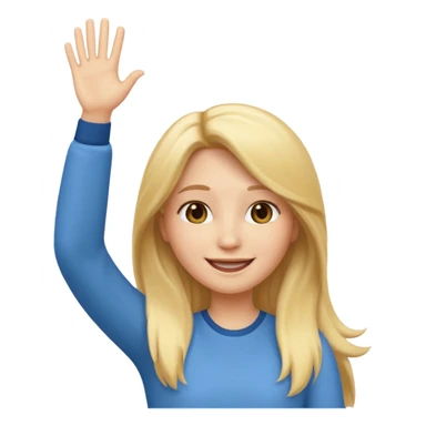 I want a white female animated gif emoji with long blonde hair putting hands up in the air sticker