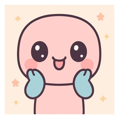 happy face with tongue out and hands on both sides of the face, kawaii cartoon style sticker