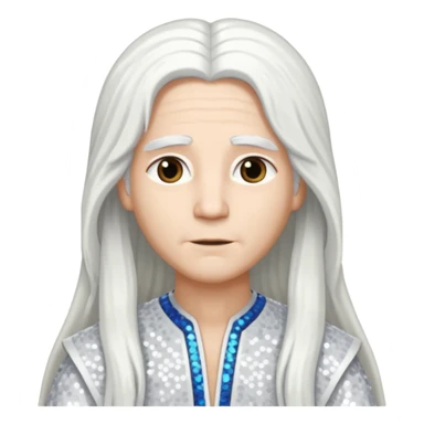 God from The Bible with long white hair, white sequin outfit sticker