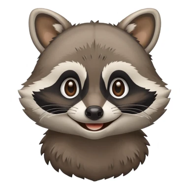 grey smiling raccoon, plain, no shadows sticker