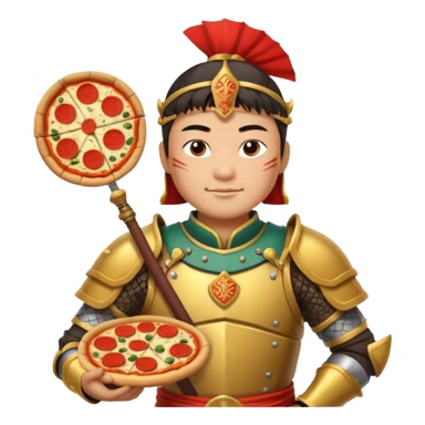 chinese ancient warrior with pizza sticker