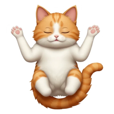 ginger and white small cat in funny positions upside down with eyes closed sticker
