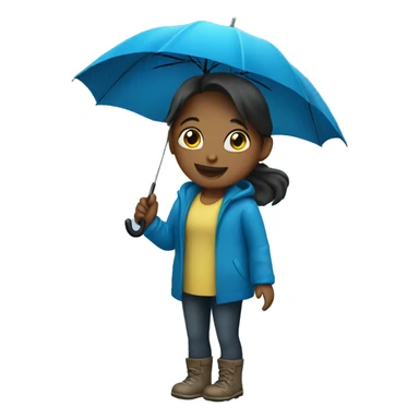 girl with blue umbrella while raining sticker