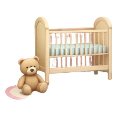 Cozy baby room with crib and teddy bear sticker