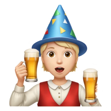 beer clink emoji combined with face puffing emoji sticker