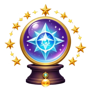 A vibrant, mystical icon symbolizing fortune telling and esotericism. Include elements like a crystal ball, tarot cards, stars, and mystical symbols with a glowing, ethereal feel. The design should be colorful, eye-catching, and evoke a sense of magic and mystery. sticker