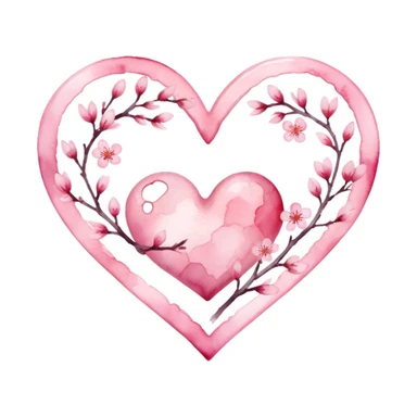 sakura heart with a watercolor effect sticker