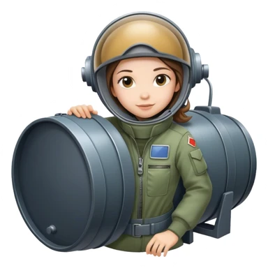 A girl in the barrel of a canon, ready to be launched! sticker