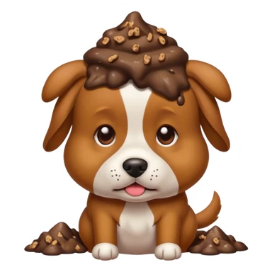 Dog with poop on his head sticker