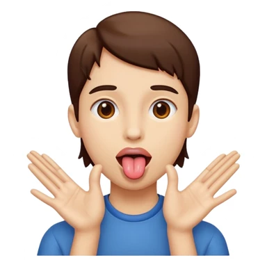 face with tongue out and hands to the side sticker