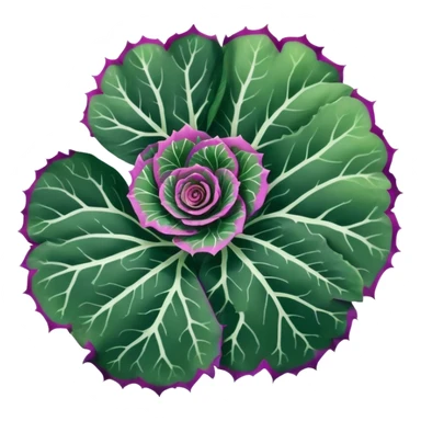 Close-up of Begonia Rex leaf center showing spiral growth pattern, dark green leaf with purple edges and white spots sticker